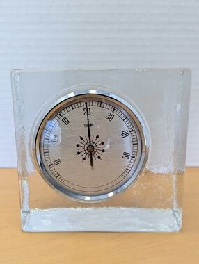 Vintage Glass Weather Station Barometer Desk Thermometer